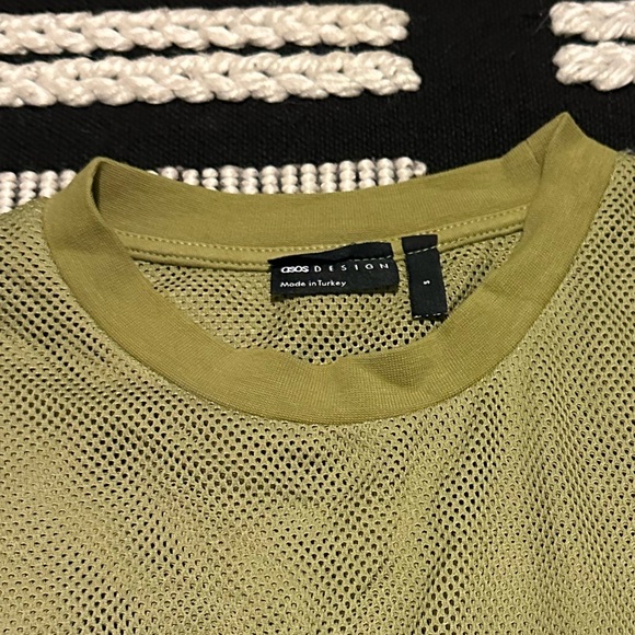 ASOS DESIGN t-shirt in khaki mesh with double layer S - Picture 5 of 5